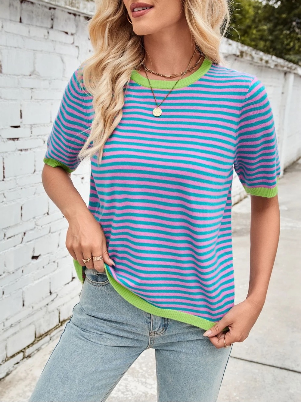 Striped Short Sleeve Top